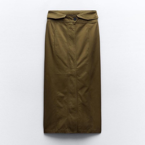 NWT ZARA FOLDOVER WAIST MIDI SKIRT - Picture 1 of 1